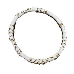 White Bangle Bracelet with Gold Flake Accents